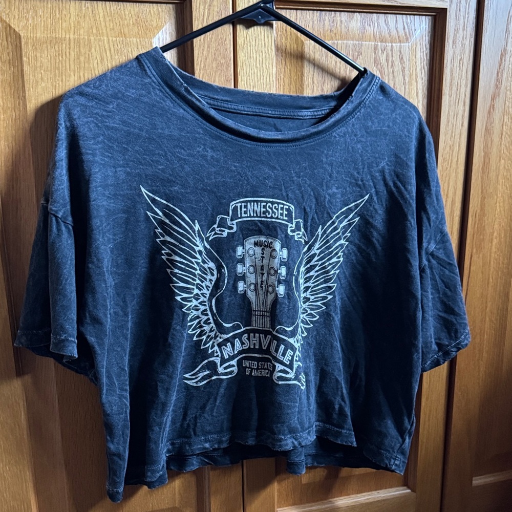 Nashville Graphic Black Crop Top